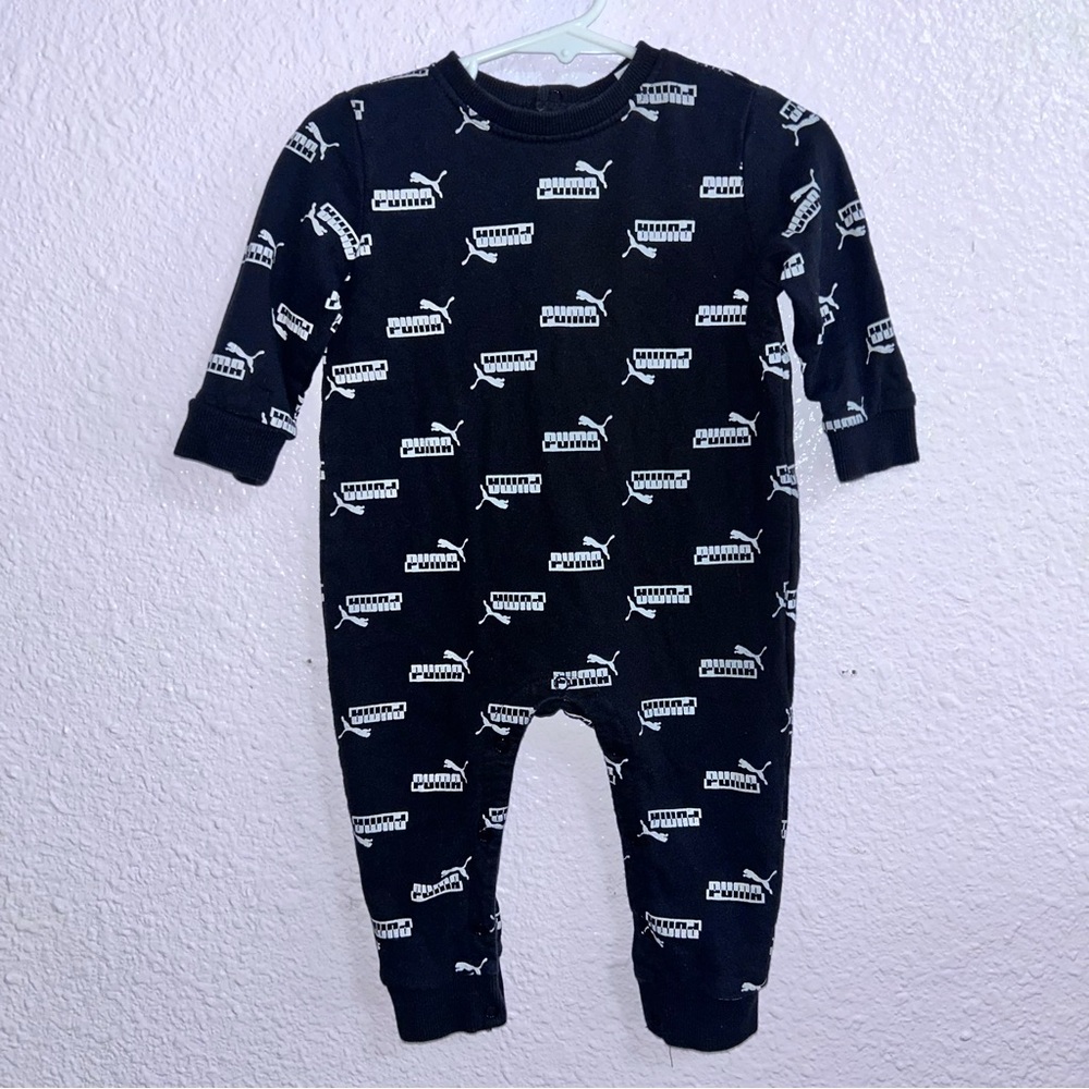 Puma Black Baby Bodysuit with White Logo Print